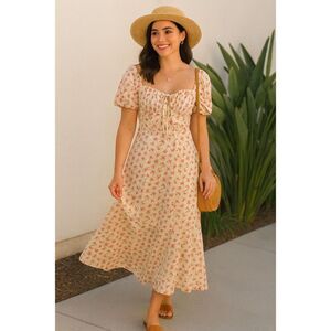 MOON RIVER Women's SWEETHEART NECK PUFF SLEEVE MIDI DRESS. Size S NWT NWT